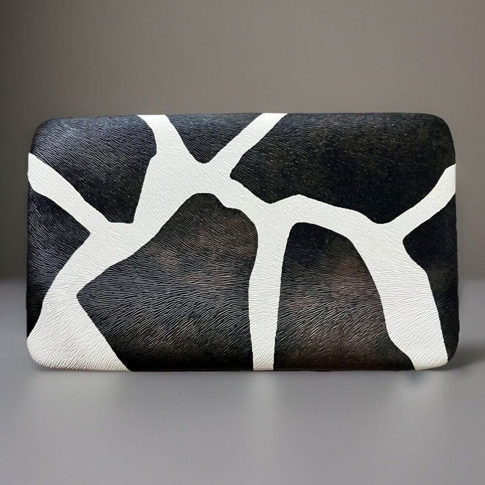 Giraffe Print Hard Case Clutch Purse ID Credit Card Holder Wallet Tote Brown